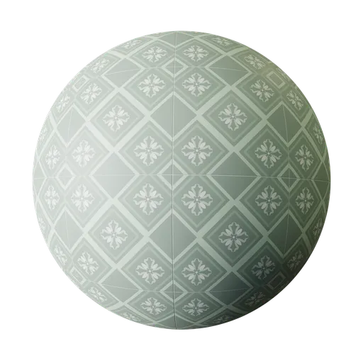 High-quality PBR Green Tiles texture for 3D floor modeling with detailed ceramic pattern, available in 2K and 4K textures.