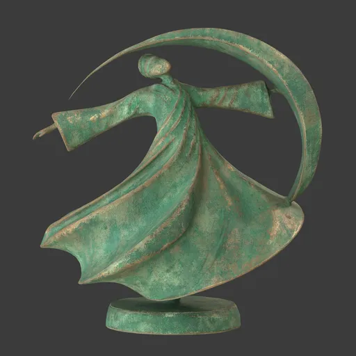 Dancing human oxydated statue