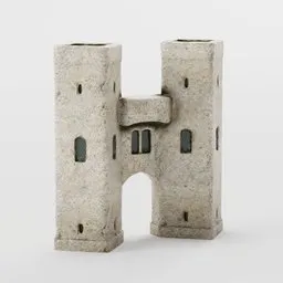 Detailed Blender 3D model of a textured medieval fortress tower, suitable for historic dioramas or fantasy settings.