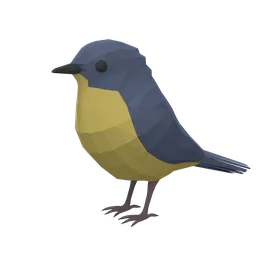 Low Poly Cartoon Eastern Yellow Robin