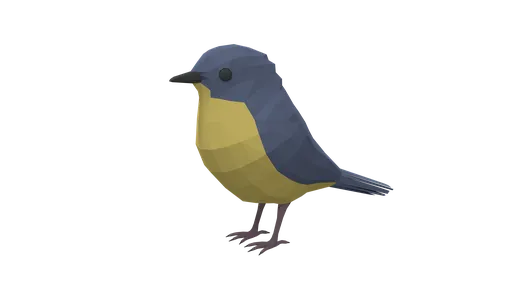 3D geometric robin model in Blender, optimized for low-poly visualization with separated eye mesh, ideal for CG projects.