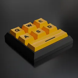 Detailed 3D Blender model of a QWERTY keyboard section focusing on WASD keys, ideal for gaming project assets.