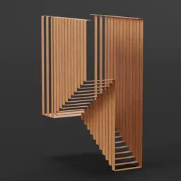 Blender 3D model showcase of contemporary wooden stairs with futuristic design elements, optimized for rendering.