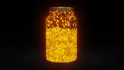 Glowing animated liquid in a jar portraying magic lava, crafted with Blender 3D for vibrant visual effects.