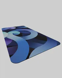 High-resolution 3D render of a blue and purple gradient mousepad with a sleek, modern design.