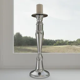 Silver Candle Holder with Candle