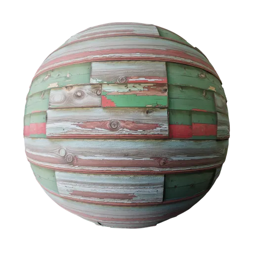 Textured 3D material for PBR, seamless wood surface with peeling paint ideal for game assets, 2K resolution.