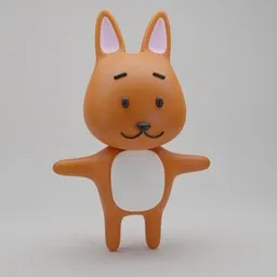 "Low poly Bunny Rabbit 3D model for Blender 3D software, inspired by Kiyoshi Yamashita's Fall Guys and featuring a white chest circle. Adorable and surprisingly terrifying toy-like character, perfect for mammal and animal-themed projects."