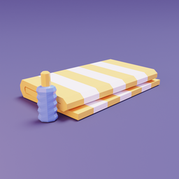 Lowpoly towel and sunscreen