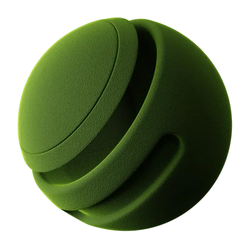 Procedural Silken Moss texture for 3D rendering, customizable color, scale, texture, and reflection settings for PBR applications.