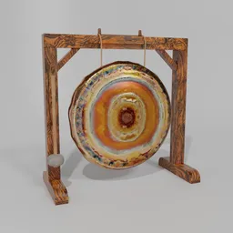 "Explore the Eichenwurzel Tam Tam Gong 3D model for Blender 3D - perfect for meditation or as a stem element in an orchestra. This 1 meter diameter gong features a wooden stand and vibrant, colorful render. Discover it now on the UE Marketplace and other popular platforms."