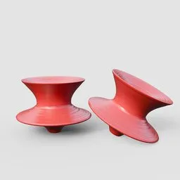 Detailed 3D modeled Spun Chairs in red, showcasing design finesse, perfect for Blender 3D rendering.