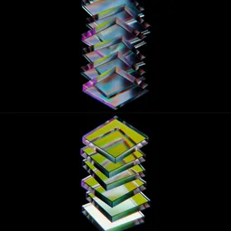 Abstract Iridescent Glass Tiles Model