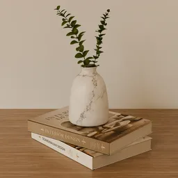 Interior Design Books with Marble Vase