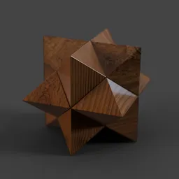 Detailed 3D wooden star puzzle model with interlocking pieces, ideal for Blender 3D projects and CGI textures.