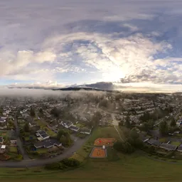 Aerial City Neighborhood Morning