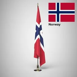 Norway Ceremonial flag on stand
