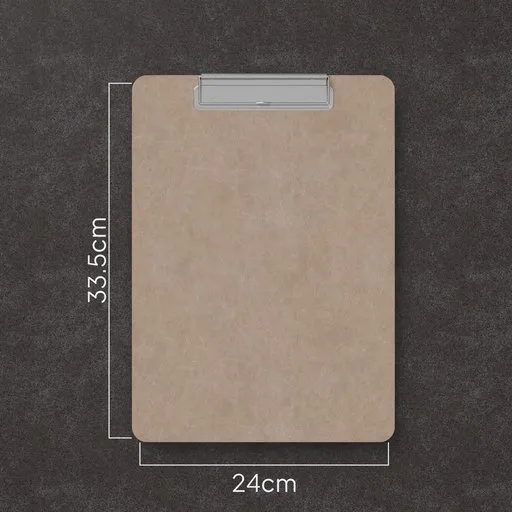 Realistic wooden clipboard 3D model with metal clip for Blender rendering, detailed art accessory.