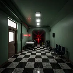 Creepy 3D animated fantasy hallway with flickering lights suitable for Blender modeling and animation.