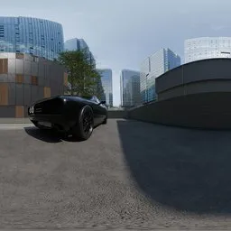 Corporate Plaza With Car