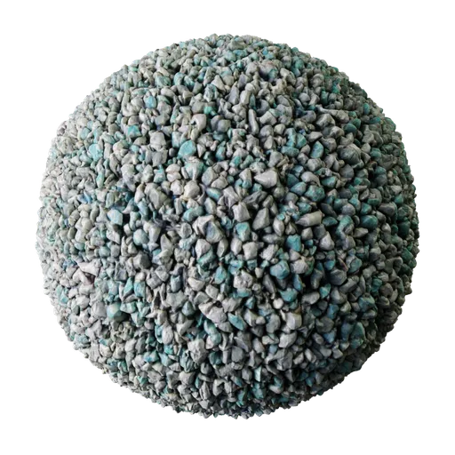 High-quality 2K PBR gravel material for 3D rendering in Blender and other software, featuring realistic displacement.