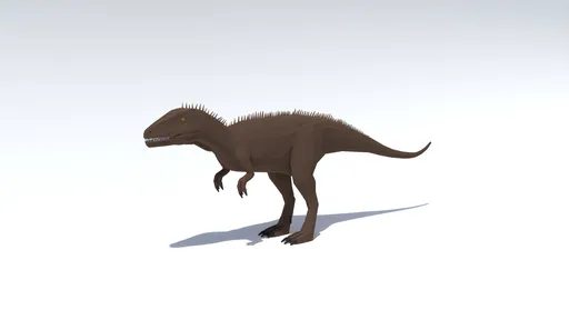 Detailed low poly model of Carcharodontosaurus with distinct meshes for teeth and eyes, ideal for CG visualization in Blender 3D.