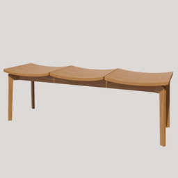 "Wooden Bench - TOK&STOK Ares bench for indoor and outdoor use. 3D model for Blender 3D software. Inspired by Johan Lundbye's design with three benches on top."