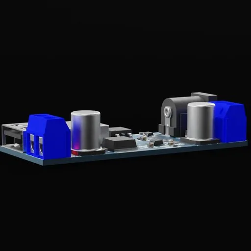 Detailed 3D model of a power converter, compatible with Blender, high precision industrial object design.
