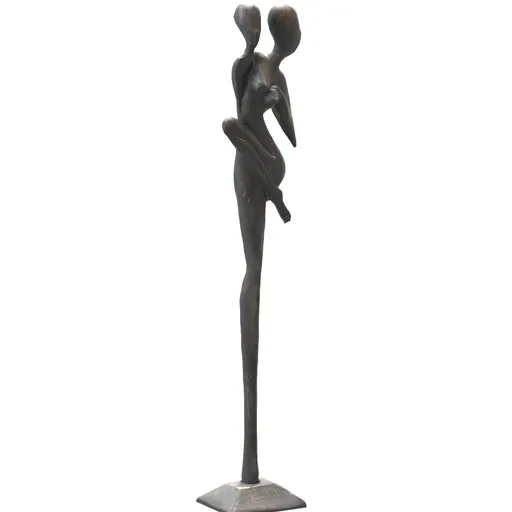 Photoscanned 3D model of African lovers' statue, optimized for Blender with detailed textures, suited for diverse interior designs.