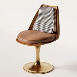 "Discover a stunning Leather Chair with a gold base, featuring a comfortable cushion for the ultimate relaxation. This high-quality 3D model, created by Alexander McQueen, showcases checkered motifs and a gavel-like design. Ideal for Blender 3D enthusiasts seeking exquisite furniture assets for their projects."