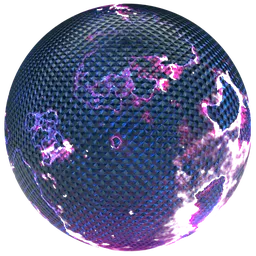 Vibrant procedural color glass PBR material for Blender, with customizable texture scale, roughness, and transparency.