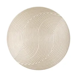 Beige linen textured 3D carpet model for Blender, featuring a modern circular design and intricate pattern details.