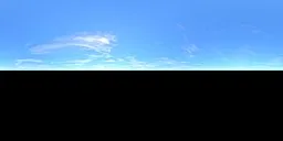 Vibrant 8K HDRi sky panorama for realistic lighting in 3D scenes, featuring a clear blue sky with subtle clouds.