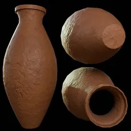 Wide Oval Clay Vase