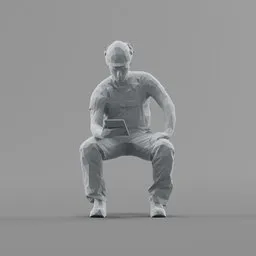 Lowpoly Construction Worker sitting