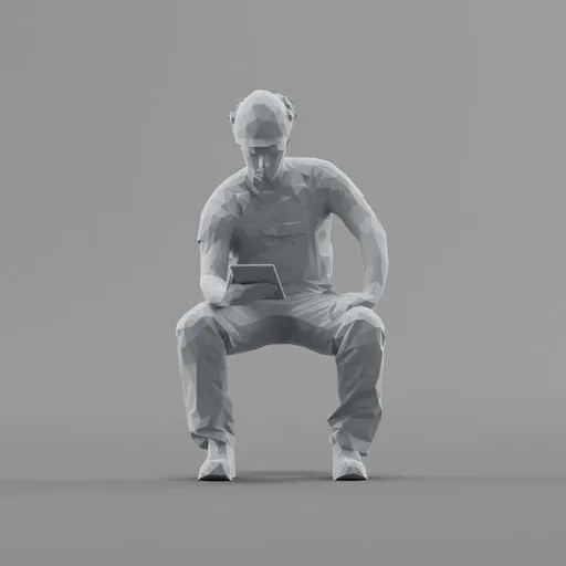 Lowpoly Construction Worker sitting