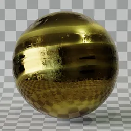 High-resolution PBR rendering of luxurious golden metal with Damascus pattern, suitable for 3D Blender artists.