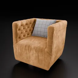 Yellow Velvet Swivel Armchair