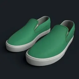 Realistic 3D slip-on sneaker model with detailed textures and stitching, perfect for Blender rendering projects.