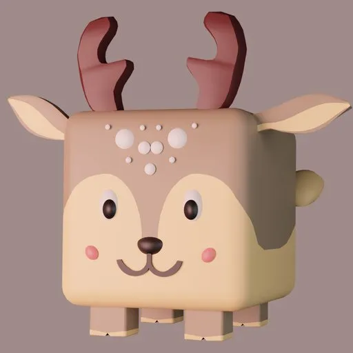 Low Poly Brown Cube Deer 3D model, optimized for mobile, ideal for design projects in Blender 3D.