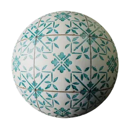 Turquoise Floral Ceramic Tile
