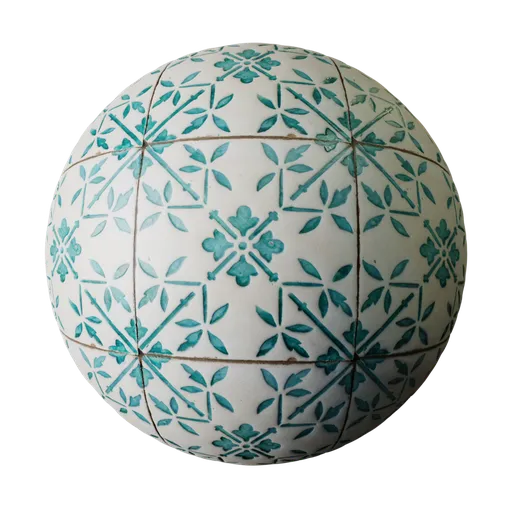 Turquoise Floral Ceramic Tile