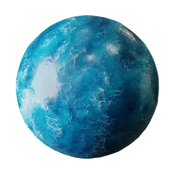 2K PBR ocean texture for 3D modeling in Blender, seamless tiling, with detailed displacement for realistic planet water surfaces.