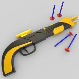 "Get your hands on this popular Toy Shotgun 3D model for Blender 3D. Complete with screws and a dynamic black and blue color scheme, this toy gun also comes with a soft bullet for kids. Support the creator on Ko-Fi or Patreon."