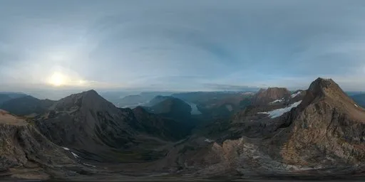 Hazy Sunset Mountain Landscape HDR
