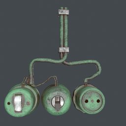 Detailed Soviet switch and socket 3D model with PBR textures, game-ready asset created in Blender.