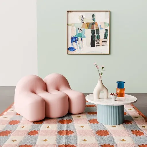 Modern Pastel Lounge Scene