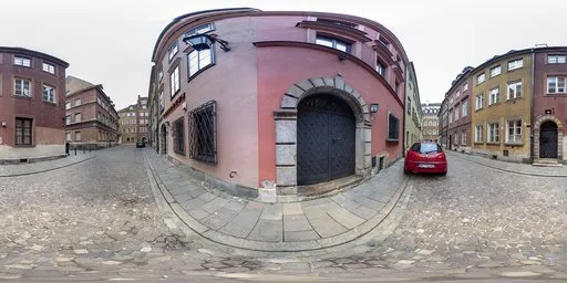 Cloudy winter afternoon in a historic Warsaw street, perfect for realistic scene lighting with a 17k HDR.