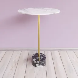 Realistic round marble table 3D model with gold stand, designed for Blender renderings.