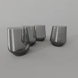 High-quality render of four gray glass 3D models, designed for use in Blender, ideal for virtual staging.